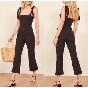 Reformation Jeans Wesley Jumpsuit Womens Small‎ Black Tencel Ribbed Whimsigoth